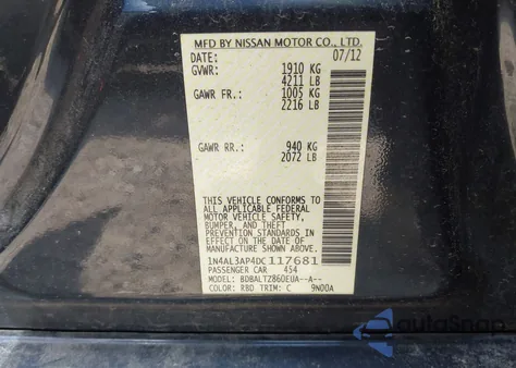 2013 Nissan Altima 2.5 Sv from USA, damaged, VIN 1N4AL3AP4DC117681
